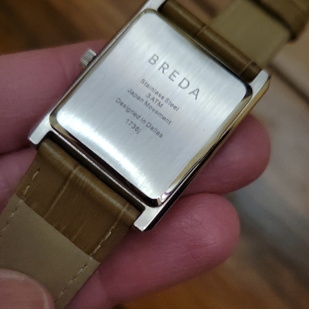 Unisex BREDA Green Watch with Brown Strap - Picture 3 of 8